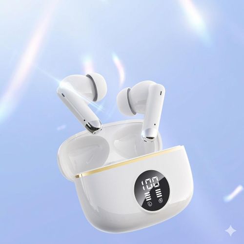 Techly Flagship TWS Wireless Earbuds - Hi-Res Audio, HiFi Sound & LED Display - Bluetooth 5.49 Earphones with Lossless Noise Reduction, 3D Stereo Sound, LED Power Display & Fast Charging - iOS/Android Compatible